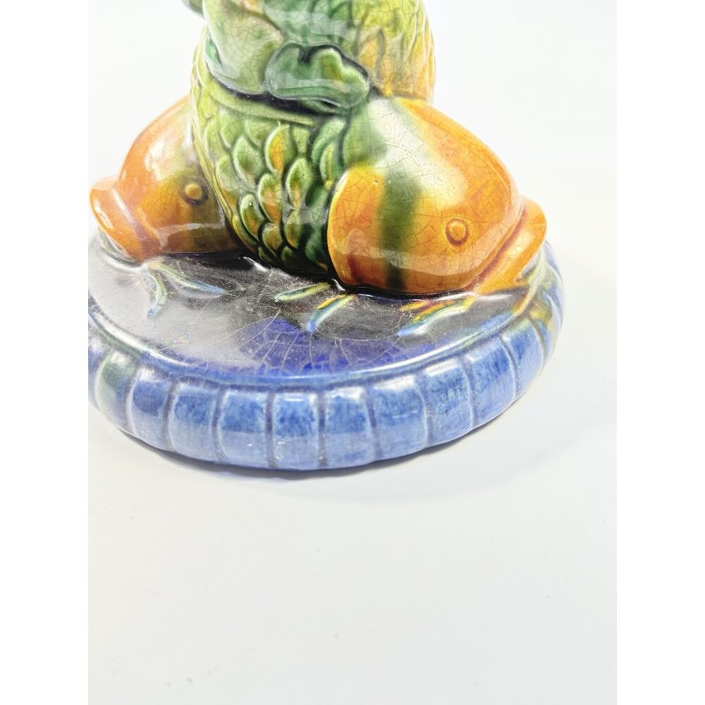 Elevated Centerpiece Compote Vase Planter Majolica Minton Style Shell Nautilus - Picture 12 of 14